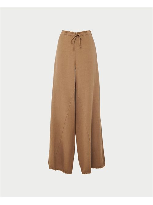 Manila Grace Women's Palazzo Pants in Linen MANILA GRACE | P014RUMA635